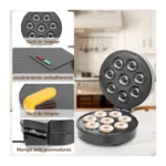 Máquina de Mini Donas de 8 Moldes Antiadherente 1400W X10 - Imagen 6
