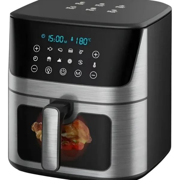 Freidora de Aire 8L Inox Digital con Visor 1500W X4