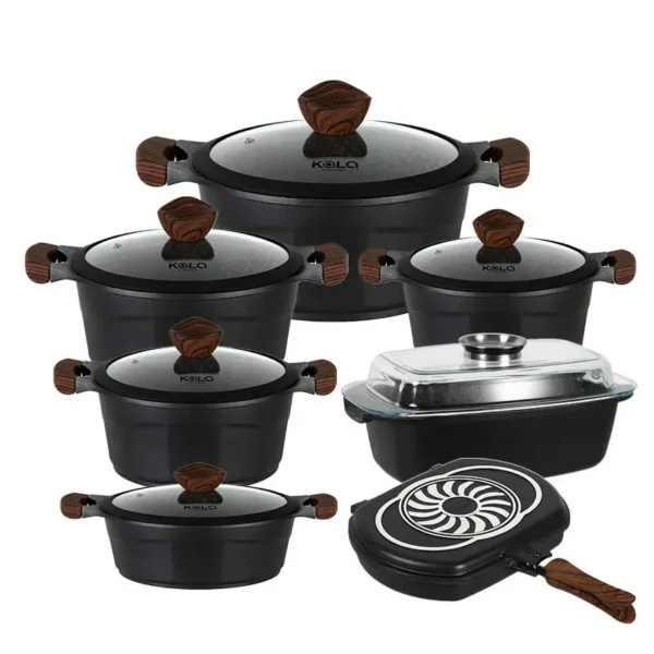 Juegos de Ollas Roca Volcánica-14 Piezas X03