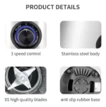 Licuadora Inox de Vaso de Vidrio 1.5L más Moledor de Granos 800W X6 - Imagen 4