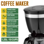 Cafetera de 1.25L para 10 tazas 800W X6 - Imagen 3